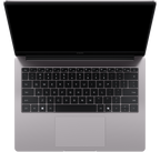 HONOR MagicBook X14 Ryzen 2026 Grigio stellare — vista dall'alto completa con tastiera e touchpad