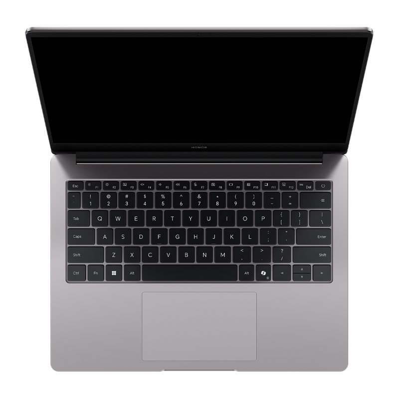 HONOR MagicBook X14 Ryzen 2026 Grigio stellare — tastiera in vista dall'alto