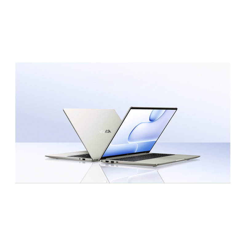 HONOR MagicBook X16 Ryzen 2026 — tapa metálica en dos ángulos