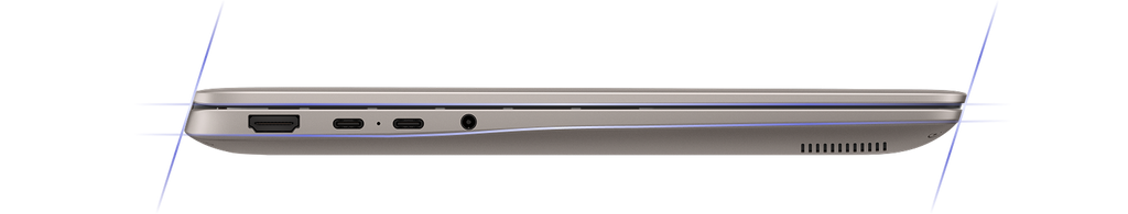 HONOR MagicBook 14 2026 Gris Estrellado — perfil con los puertos