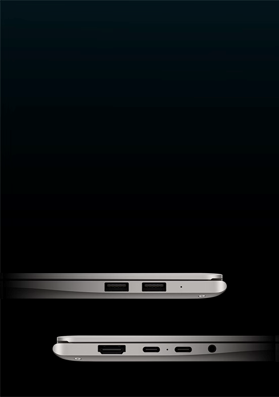HONOR MagicBook Pro 14 Joy Edition in profile showing the ports