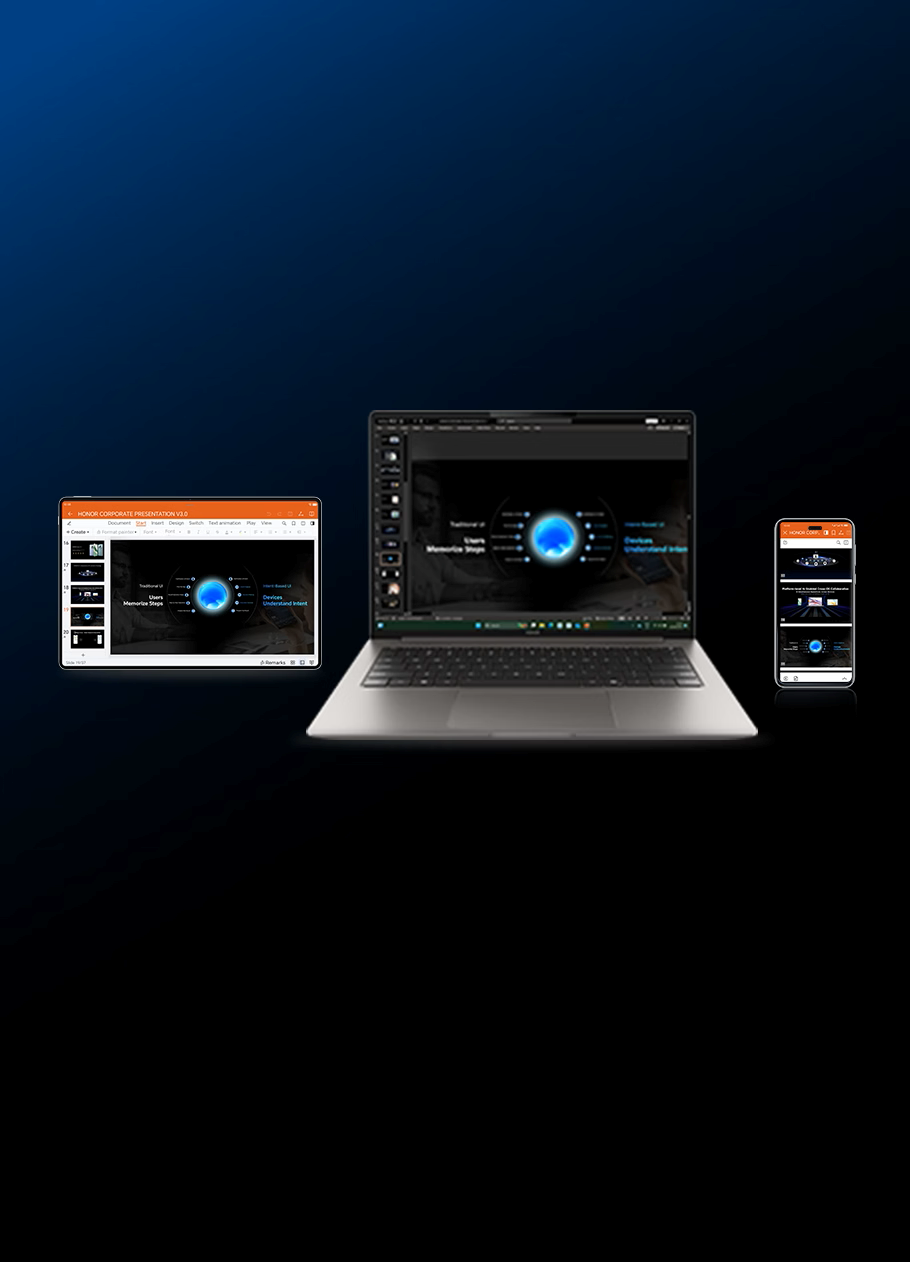 HONOR Connect partageant des fichiers entre le MagicBook Pro 14 Refresh et un smartphone
