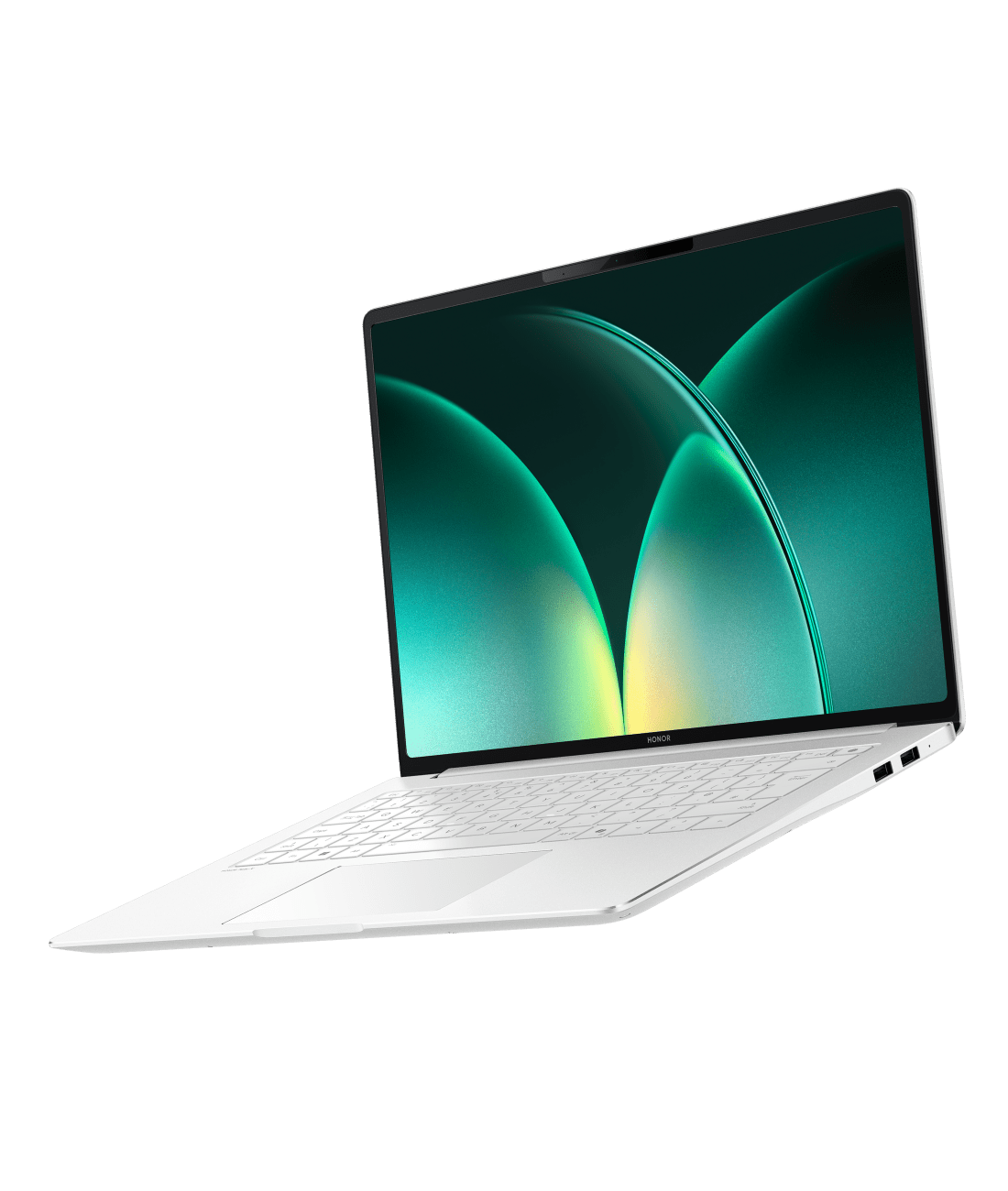 HONOR MagicBook Pro 14 2026 w kolorze Biały, widok z boku w trzech czwartych