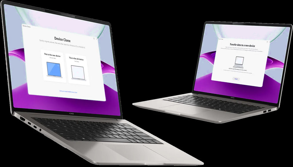 HONOR Device Clone migrating data to an HONOR MagicBook Pro 14 Joy Edition
